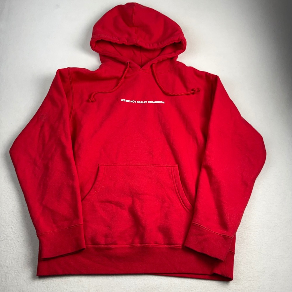 We're Not Really Strangers Red Hoodie Pullover‎ Graphic Sweatshirt Small WNRS